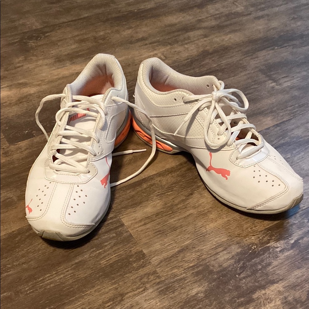 Puma White and Coral Sneakers